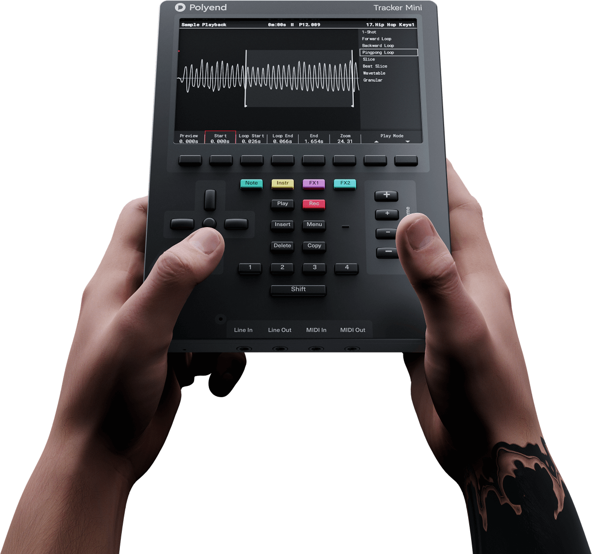 Hands holding Tracker Mini
